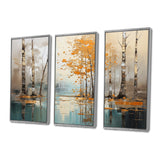 Birch Woods Golden Reflections I - Split Panel Canvas Art