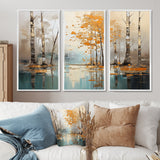 Birch Woods Golden Reflections I - Split Panel Canvas Art