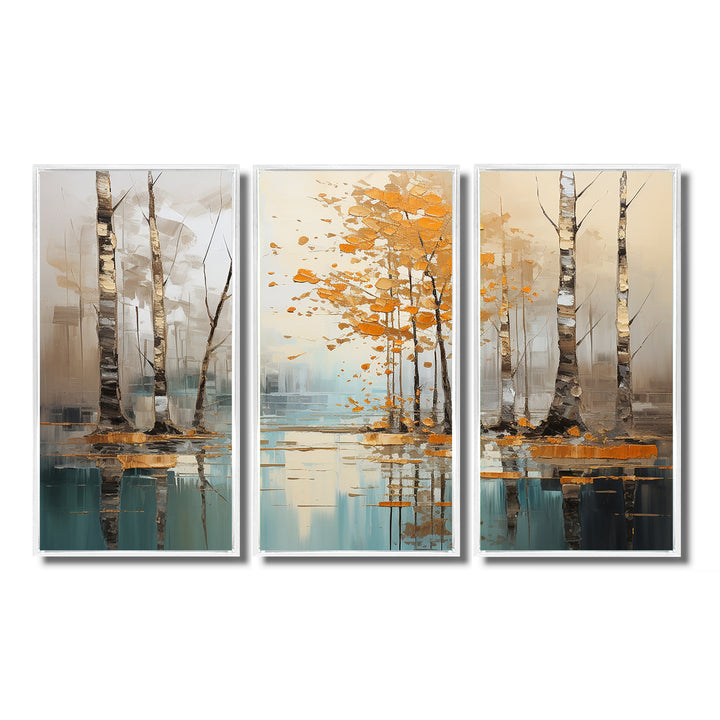Birch Woods Golden Reflections I - Split Panel Canvas Art