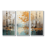 Birch Woods Golden Reflections I - Split Panel Canvas Art