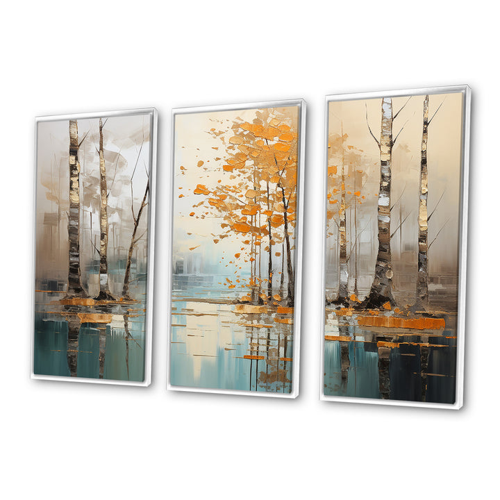 Birch Woods Golden Reflections I - Split Panel Canvas Art