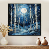 Birch Woods Mystic Moonlight I - Floral Canvas Wall Art