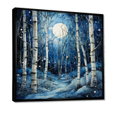 Birch Woods Mystic Moonlight I - Floral Canvas Wall Art