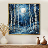 Birch Woods Mystic Moonlight I - Floral Canvas Wall Art