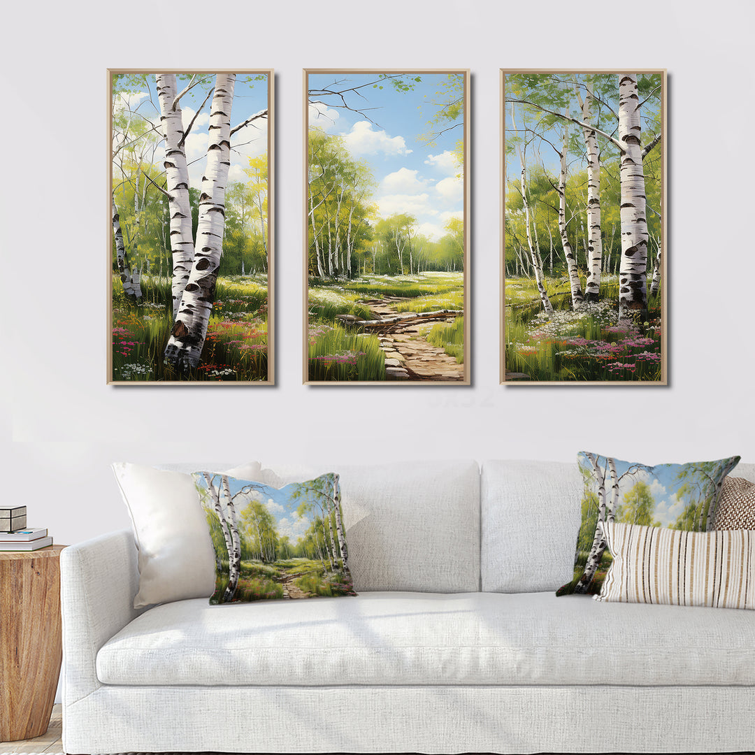 Birch Woods Spring Awakening III - Canvas Wall Art Sets