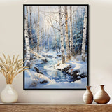 Birch Woods Winter Moonrise I - Floral Canvas Wall Art