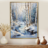 Birch Woods Winter Moonrise I - Floral Canvas Wall Art