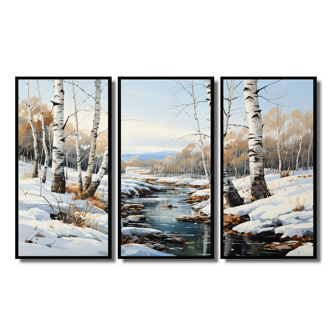 Birch Woods Winter Whispers I - Multi-Panel Canvas Prints