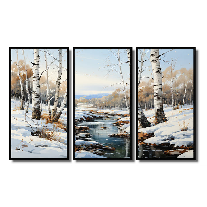 Birch Woods Winter Whispers I - Multi-Panel Canvas Prints