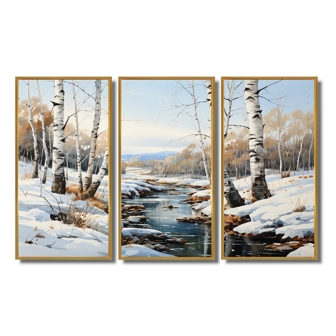 Birch Woods Winter Whispers I - Multi-Panel Canvas Prints