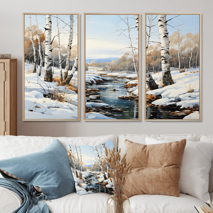 Birch Woods Winter Whispers I - Multi-Panel Canvas Prints