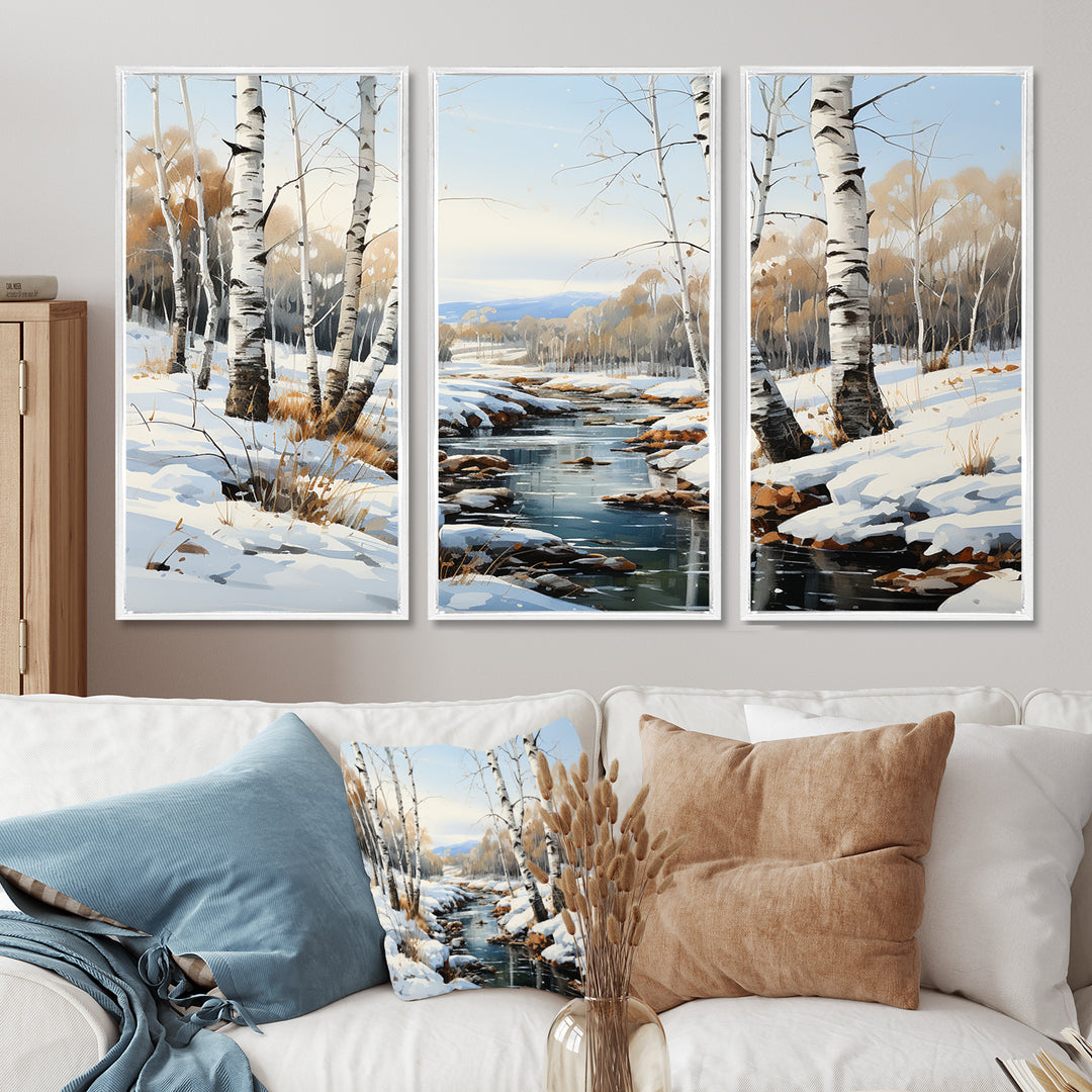 Birch Woods Winter Whispers I - Multi-Panel Canvas Prints