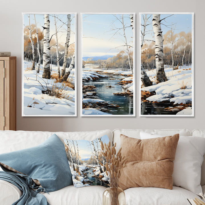 Birch Woods Winter Whispers I - Multi-Panel Canvas Prints