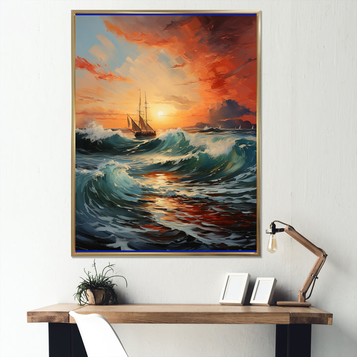 Boat Energetic Outburst - Boat Canvas Wall Art