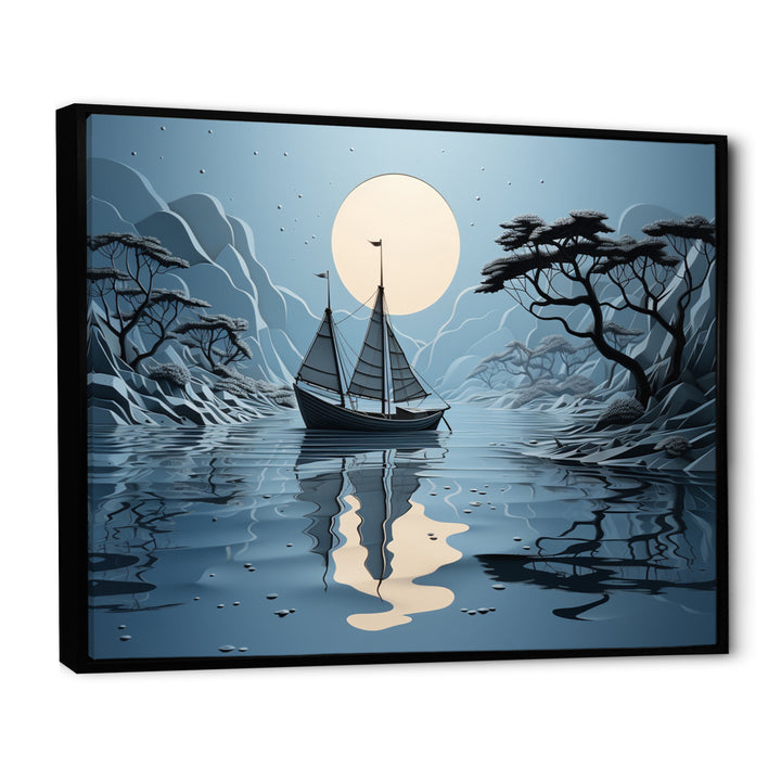 Blue Boat Collage - Boat Canvas Wall Art