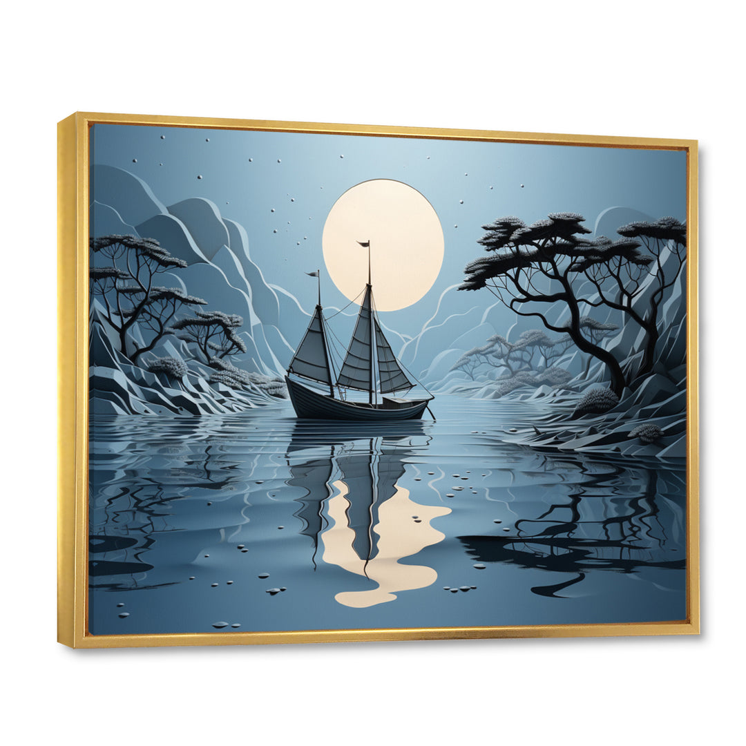 Blue Boat Collage - Boat Canvas Wall Art
