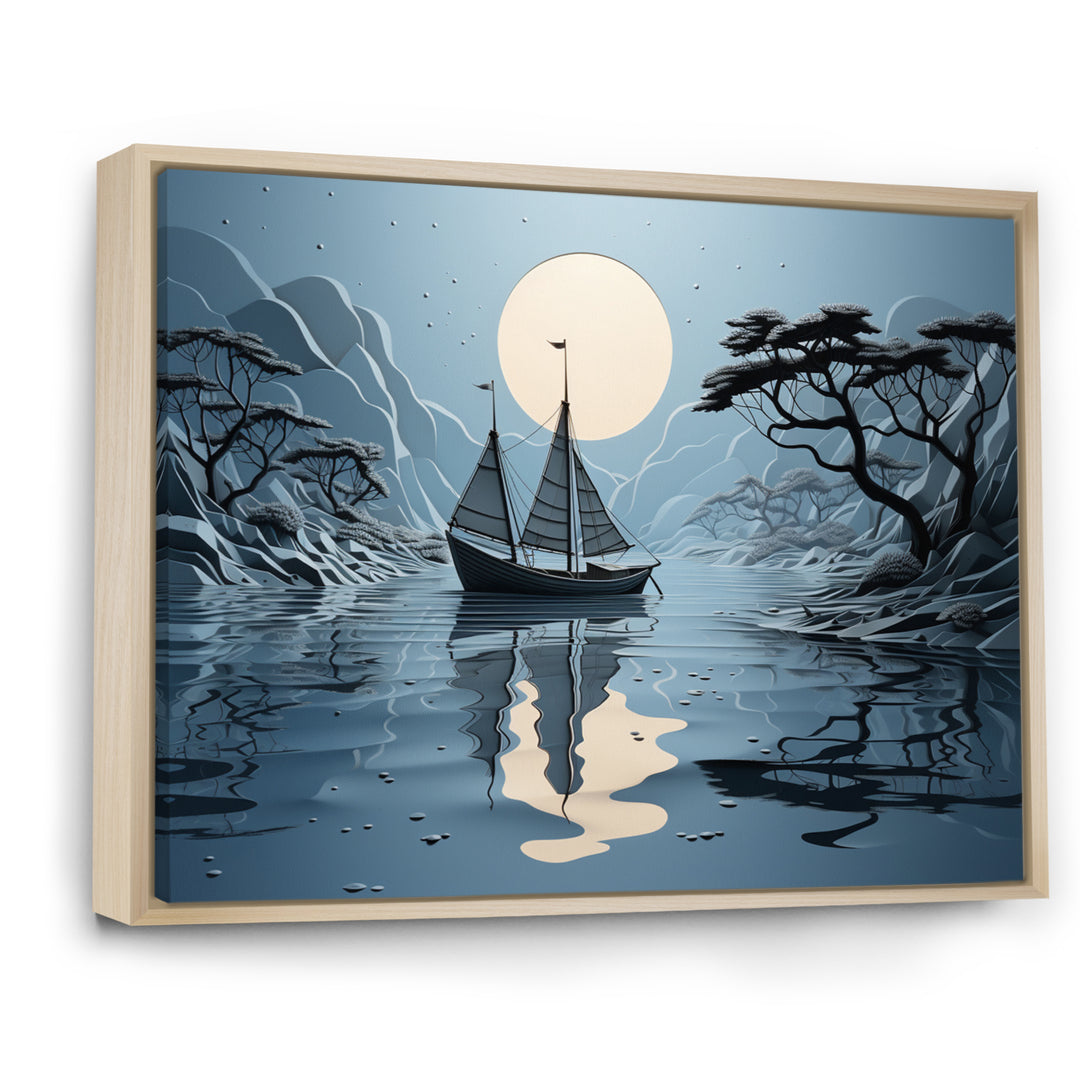 Blue Boat Collage - Boat Canvas Wall Art