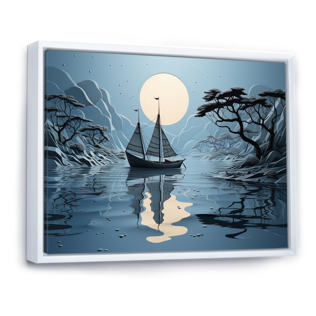 Blue Boat Collage - Boat Canvas Wall Art
