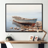 Boat Contemplative Shoreline - Boat Canvas Wall Art