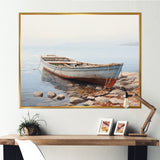 Boat Contemplative Shoreline - Boat Canvas Wall Art