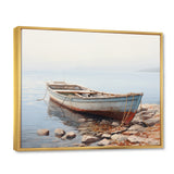 Boat Contemplative Shoreline - Boat Canvas Wall Art