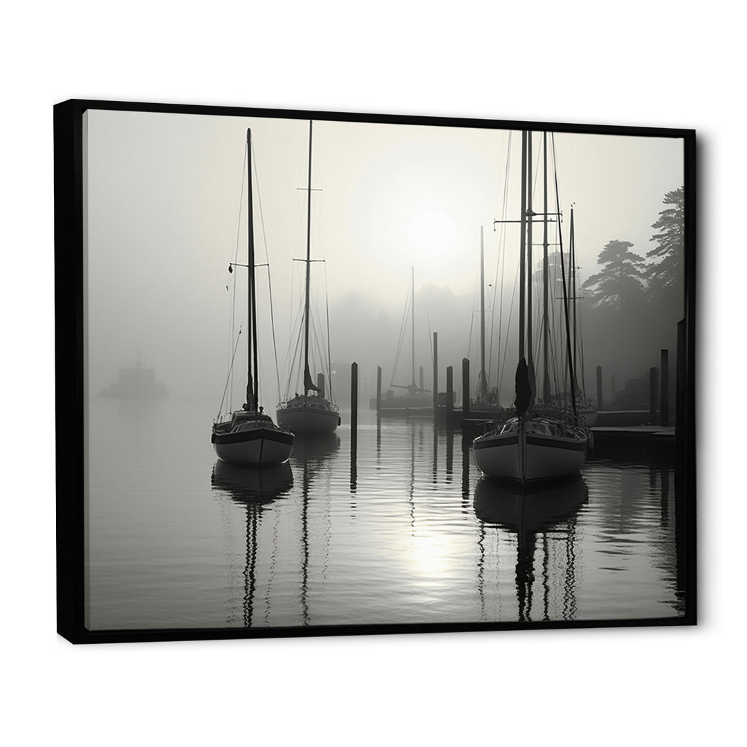 Boat Misty Harbor - Boat Canvas Wall Art