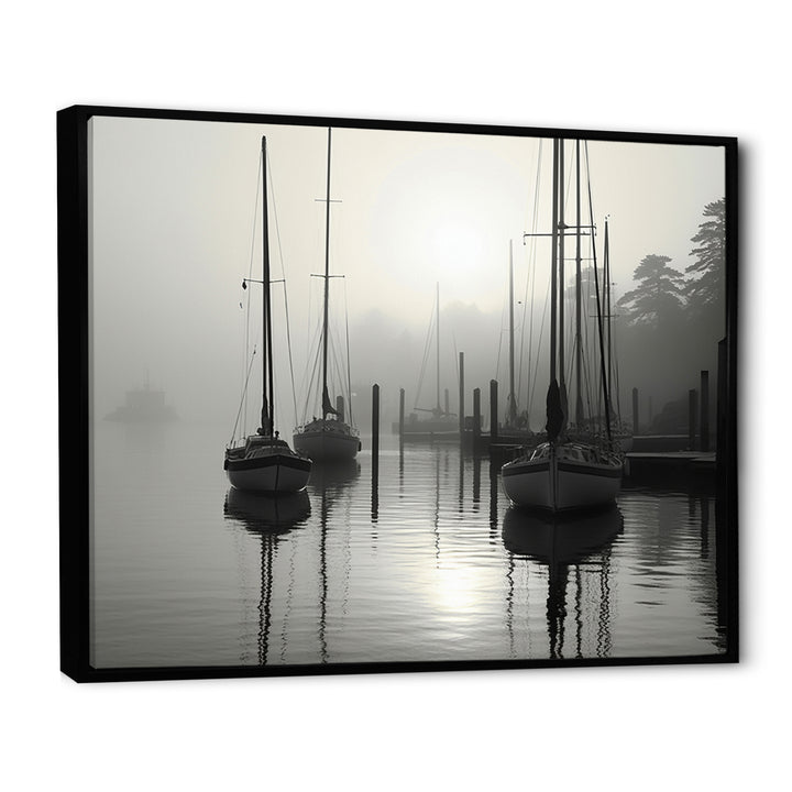 Boat Misty Harbor - Boat Canvas Wall Art