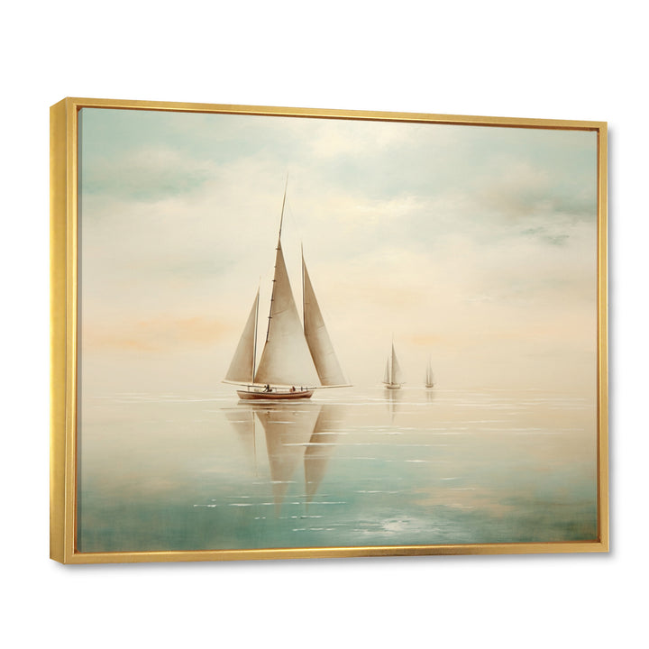 Beige Boat Minimalism I - Boat Canvas Wall Art