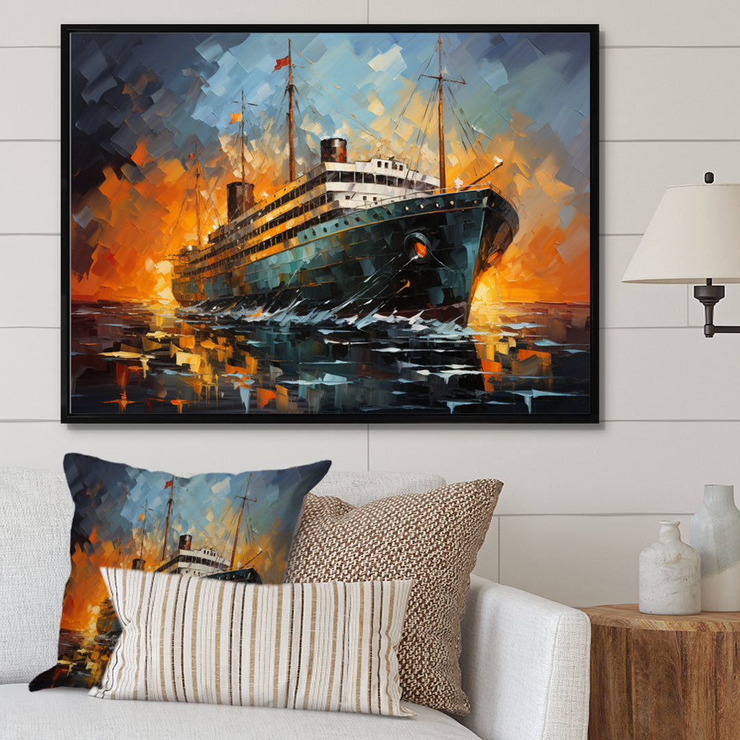 Boat Titanic Collage Interwoven I - Boat Canvas Wall Art