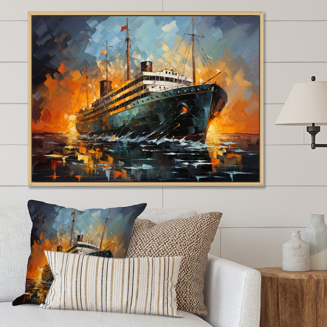 Boat Titanic Collage Interwoven I - Boat Canvas Wall Art