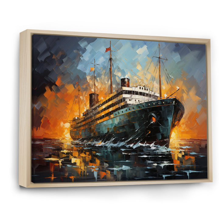 Boat Titanic Collage Interwoven I - Boat Canvas Wall Art