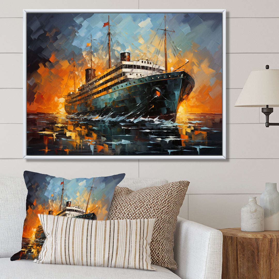Boat Titanic Collage Interwoven I - Boat Canvas Wall Art