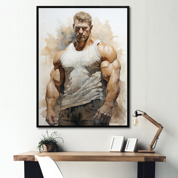 Bodybuilding Front Relaxed Pose I - Aerobic &amp; Bodybuilding Canvas Wall Art