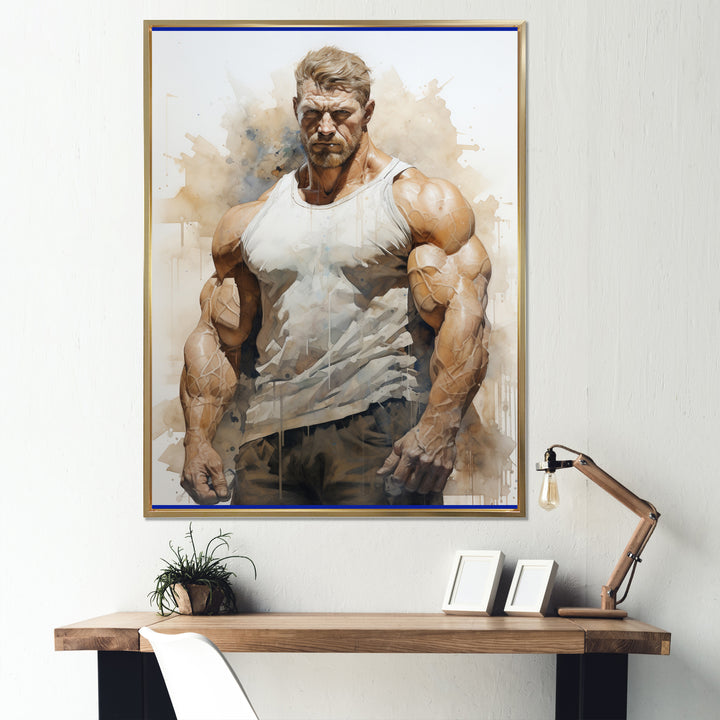 Bodybuilding Front Relaxed Pose I - Aerobic &amp; Bodybuilding Canvas Wall Art