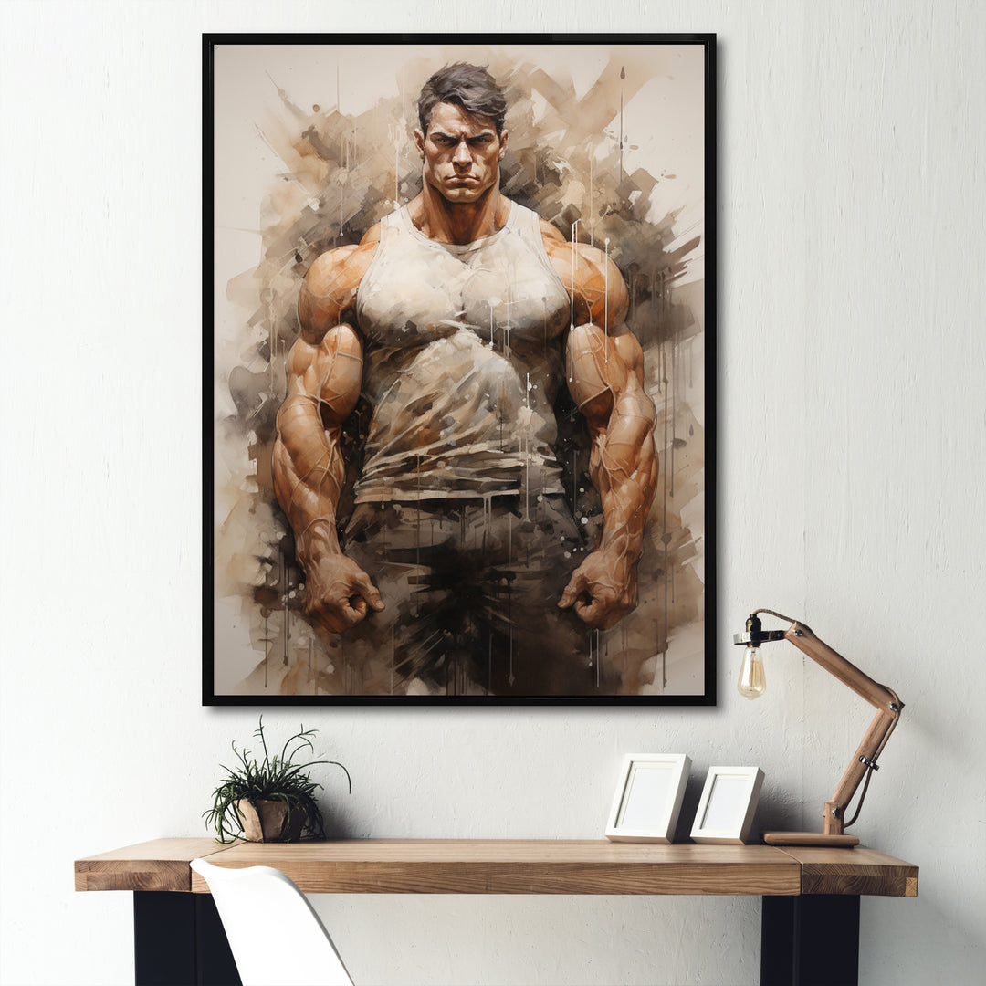 Bodybuilding The Titans Pose - Aerobic &amp; Bodybuilding Canvas Wall Art