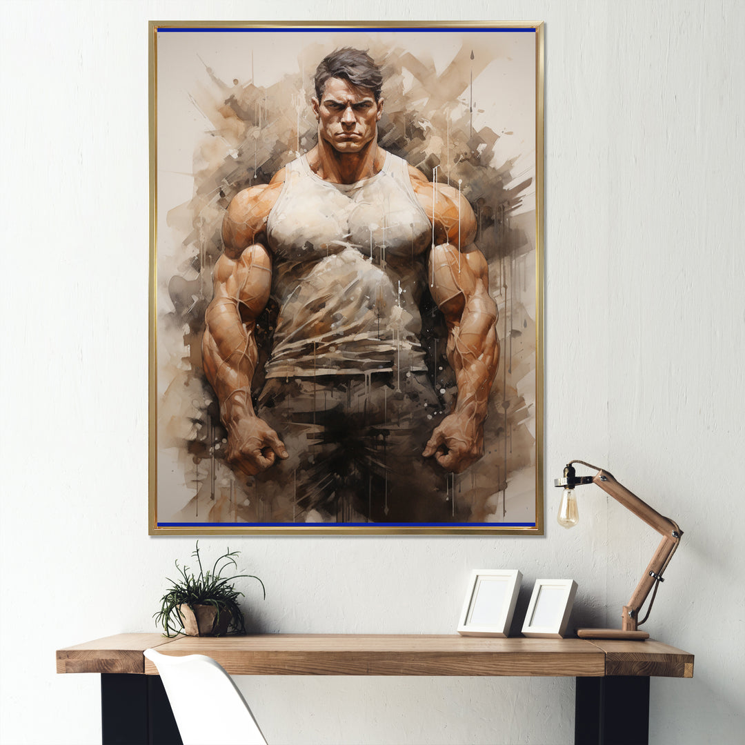 Bodybuilding The Titans Pose - Aerobic &amp; Bodybuilding Canvas Wall Art