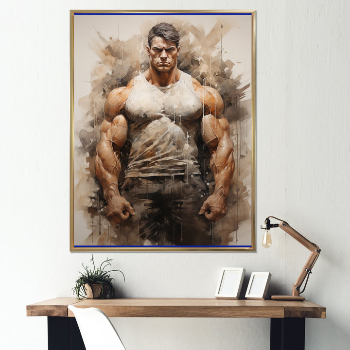 Bodybuilding The Titans Pose - Aerobic &amp; Bodybuilding Canvas Wall Art