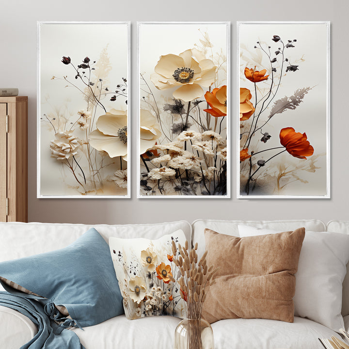 Bohemian Earthly Floral Collage II - Multi-Panels