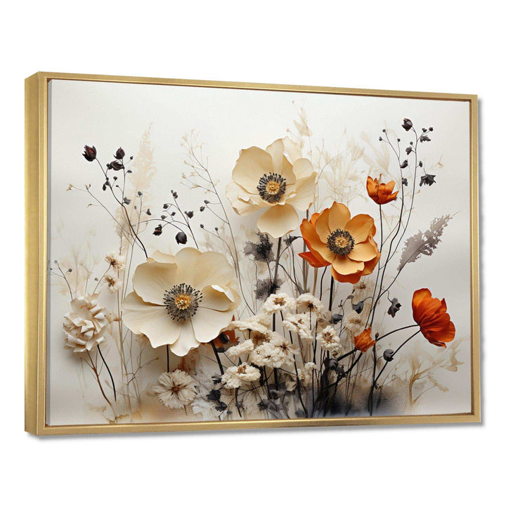 Bohemian Earthly Floral Collage II - Abstract Canvas Wall Art