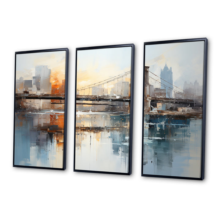 Beige Bridge Reflective Connections - Split Panel Canvas Art