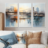 Beige Bridge Reflective Connections - Split Panel Canvas Art