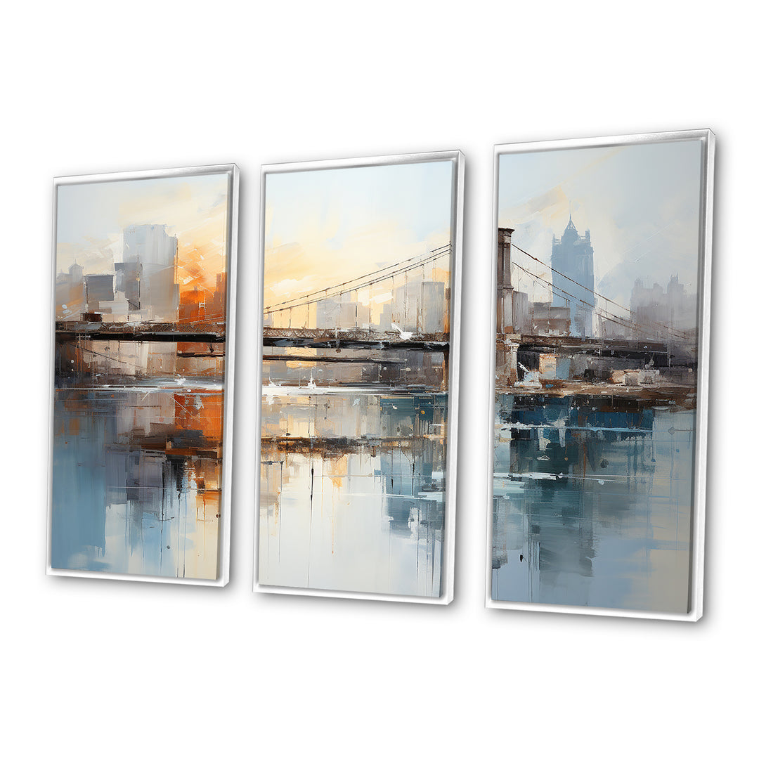 Beige Bridge Reflective Connections - Split Panel Canvas Art