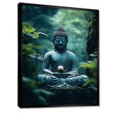 Teal Buddhism Buddhas Serenity I - Spiritual Canvas Wall Art