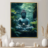 Teal Buddhism Buddhas Serenity I - Spiritual Canvas Wall Art