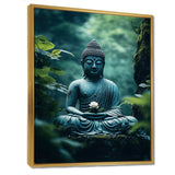 Teal Buddhism Buddhas Serenity I - Spiritual Canvas Wall Art