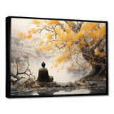 Grey And Yellow Buddhism Enlightened Path II - Spiritual Canvas Wall Art