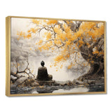 Grey And Yellow Buddhism Enlightened Path II - Spiritual Canvas Wall Art