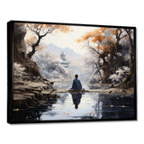 Grey Buddhism Enlightened Path II - Spiritual Canvas Wall Art