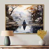 Grey Buddhism Enlightened Path II - Spiritual Canvas Wall Art