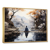 Grey Buddhism Enlightened Path II - Spiritual Canvas Wall Art